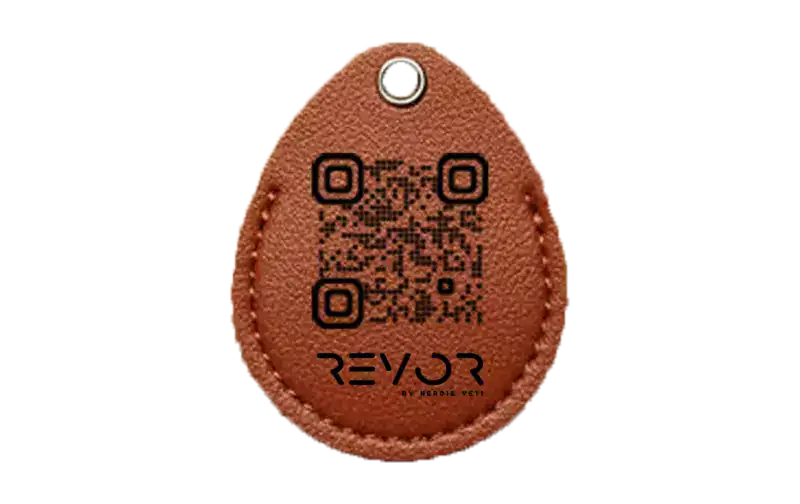 leather digital name card tag back view