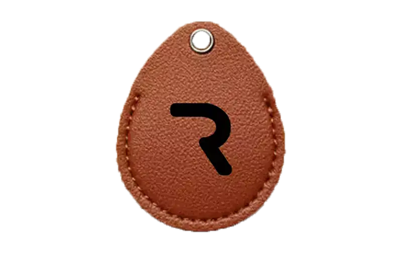 leather digital name card tag front view